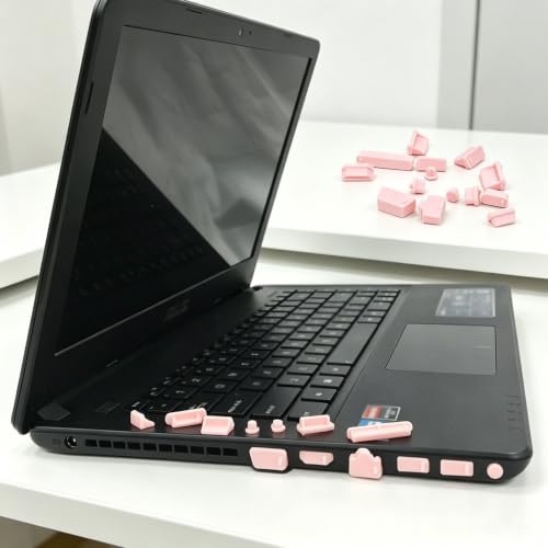 16Pcs Pink Silicone Anti Dust Plug Universal Laptop Port Protector Cover Set - color: Pink