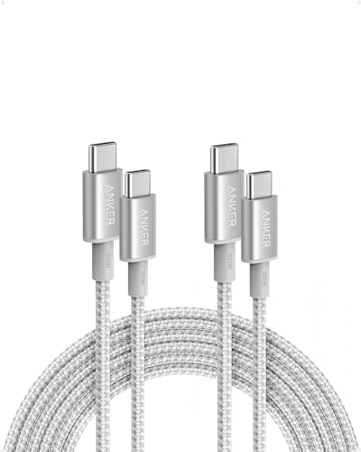 Anker USB C to USB C Cable, 100W Fast Charging Cable(2-Pack, 10 ft, Silver) | For iPhone 17 Series, MacBook Pro 2020, Pixel, and More (Not for Video Output) - color: Sliver, size: 10ft