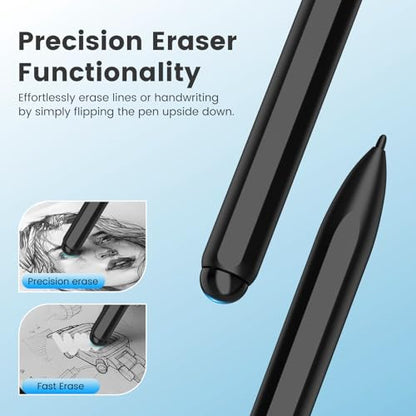 Magnetic EMR Stylus Pen for Remarkable 2 with Eraser | 4096 pressure levels, tilt sensor & palm rejection, compatible with Samsung/Kindle Scribe, 3 extra tips