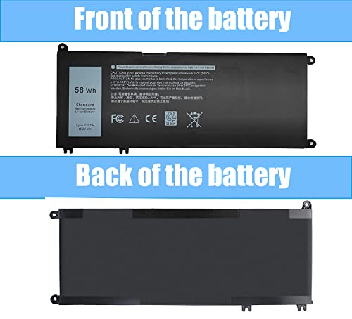 56WH 33YDH Laptop Battery Replacement for Dell Inspiron 17 7000 7786 7779 7773 7778 G3 3579 3779 G5 5587 G7 7588 15 7577 Latitude 13 3380 14 3490 15 3590 3580 99NF2 P72F P30E 81PF3 P30E001 - size: 9.53*4.4*0.23inch 33YDH