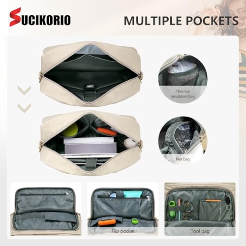Teacher Tote Bag for Women 17inch PU Leather Laptop Briefcase Nurse Bags Professional Work Bags For Nursing, School, College - color: Apricot