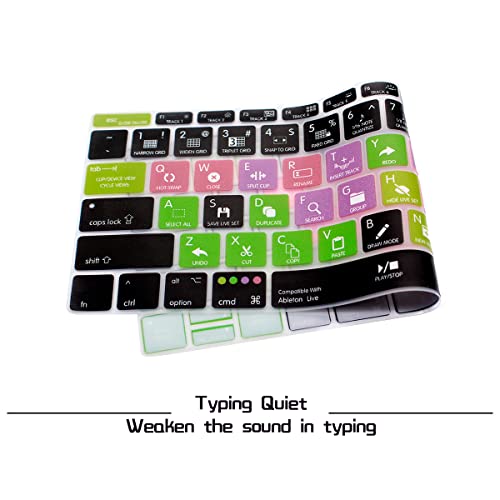 HRH Ableton Live Hotkey Silicone Keyboard Cover Skin for MacBook Pro 13" A1708 A1988 No Touch Bar 2018 2017 2016 Release and for MacBook 12" A1534 (2015)&A1931(2018) USA Layout Protective Skin - color: Hotkey-Ableton Live
