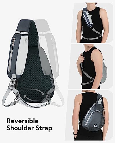 WATERFLY Crossbody Sling Bag Small Water Resistant Backpack Lightweight Shoulder Chest Daypack for Men Women Hiking Travel - color: Gray/W