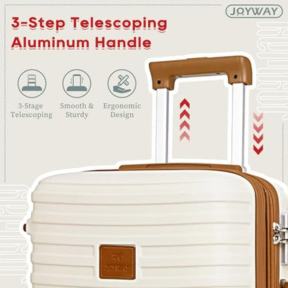 Joyway Expandable Carry on Luggage Sets Airline Approved Luggage Sets 3 Piece,Suitcases with Wheels, Lightweight ABS Hard Shell 20 Inch Suitcase with TSA Lock Spinner Wheels (Carry on luggage，White) - color: White, size: Carry on luggage