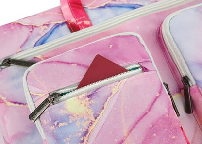 Muti-Pockets Laptop Case Bag,Rebound Bubble Cushioned Laptop Briefcase Shoulder Bag Fits 15.6 inch-16 inch Laptop(Pink Marble) - color: Pink Marble(muti-pockets)