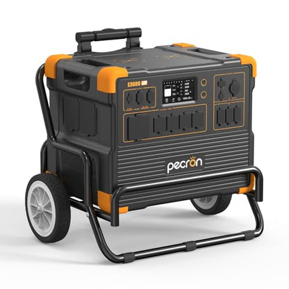 PECRON Portable Power Station 3072Wh E3600LFP with Trolley, 5x3600W AC Outlets Power Station, LiFePO4 Battery Backup Expanded to 18.43kWh, Solar Generator for Home Use, RV, Camping, CPAP, Emergency - style: E3600LFP+Trolley Kit