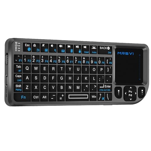 Mini Keyboard with Touchpad, Bluetooth + 2.4G Dual-Mode Ultra-Thin Portable Keyboard | Rechargeable Keyboard with 7-Color Backlit for Tablet/PC/phone/TV, Suitable for travel, office, and home use - color: Black