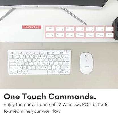 Macally Mini Compact Keyboard - Wireless Keyboards for Desktop PC, Surface, Chromebook, Notebook, Laptop Keyboard, Slim Key Board with 2.4G Wireless USB - Small Keyboard for Travel (White) - color: White