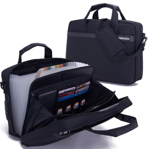 BARDOLPH Heavy Duty Accordian File Organizer with Handle - color: Black
