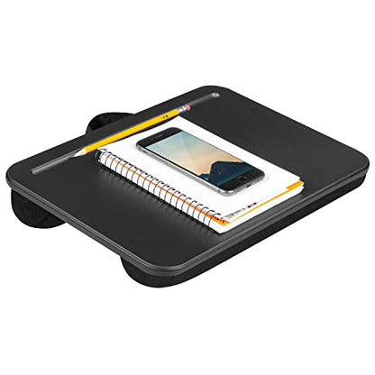 LapGear Compact Lap Desk - Black - Fits up to 13.3 Inch Laptops - Style No. 43108 & Home Office Lap Desk with Device Ledge, Mouse Pad, and Phone Holder - Oakwood - Fits up to 15.6 Inch Laptops