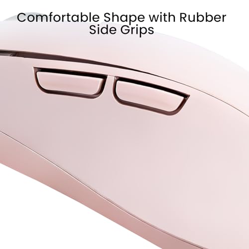 CITLLA Wireless Bluetooth Mouse (USB + BT1 + BT2), Full Size Mouse, 4-Way Scrolling, Multi-Device Silent for Computer, Laptop, iPad, MacBook (Pink) - color: Pink