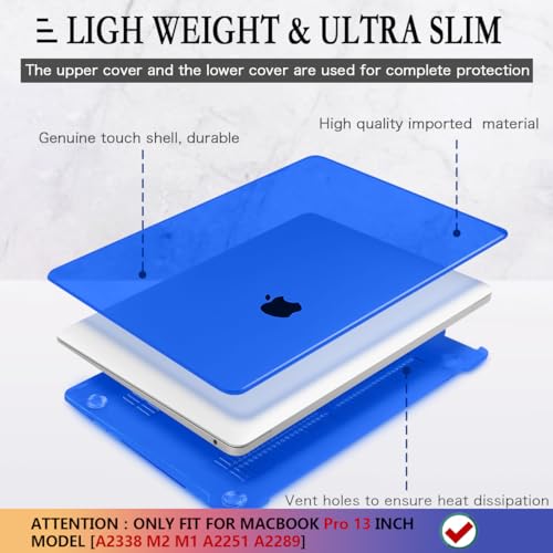 CISSOOK Case for MacBook Pro 13 Inch 2025-2020 Release A2338 A2251 A2289 | 4in1 Set Hard Shell Case with Keyboard Cover for MacBook Pro 13" M1 M2 -Blue - color: Blue