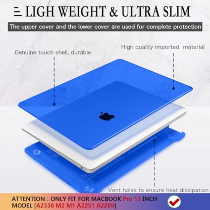 CISSOOK Case for MacBook Pro 13 Inch 2025-2020 Release A2338 A2251 A2289 | 4in1 Set Hard Shell Case with Keyboard Cover for MacBook Pro 13" M1 M2 -Blue - color: Blue