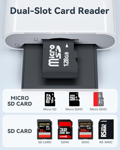 USB-C SD Card Reader, Dual Slot SD/MicroSD Adapter for iPhone 17/16/15 | Compatible with iPad & Laptop • Trail Camera Viewer • Plug & Play • Supports SD/MicroSD Cards • Photo & Video Transfer