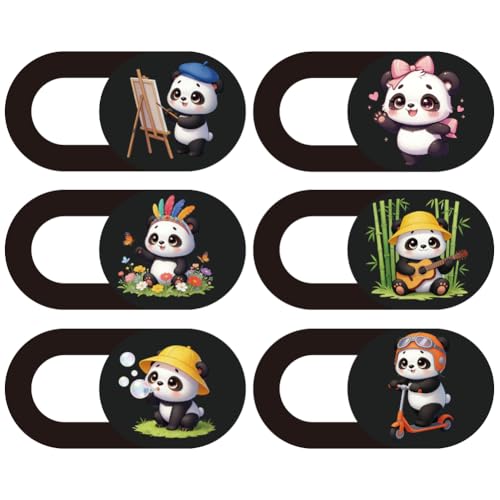 6Pcs 6 Styles Panda Camera Cover Slide 0.04 Inch Privacy Guard Accessories, Webcam Cover Slide Ultra Thin Protector Blocker for Desktop Computer Tablet Notebook Mini PC Office Home Use - color: Panda-2