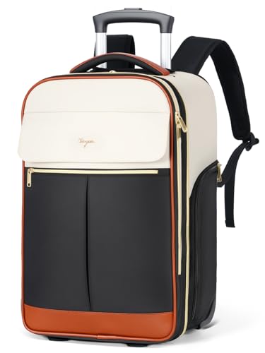 Rolling Backpack for Women, 22 Inch Carry on Luggage Flight Approve | X Large Travel Laptop Roller Bag Suitcase with Wheels for Overnight Weekender Bussiness Work (Beige,XL Carry on Size) - color: Beige, size: XL (Carry on)