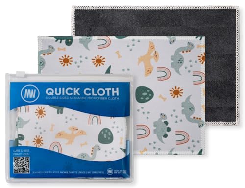 Microfiber Wholesale Quick Cloth Glasses Cleaning Cloths 5x7 Dinosaurs | 2-Pack with Case | Double-Sided Lens Cleaner for Eyeglasses, Camera & Screens | Reusable Microfiber Glass Polishing Cloths - color: Dinosaurs, size: 5"x7"