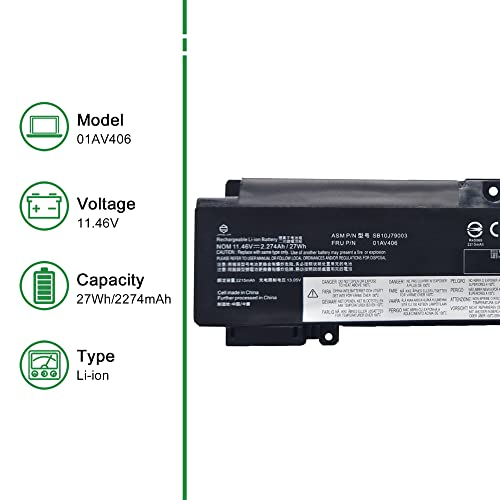 01AV406 SB10J79003 Laptop Battery Replacement for Lenovo ThinkPad T460s T470s Series 01AV405 SB10J79002 00HW038 00HW025 00HW024 01AV462 01AV407 01AV408 L16M3P73 SB10J79004 11.46V 27Wh - size: 9.7*3.4*1.5inch 01AV406