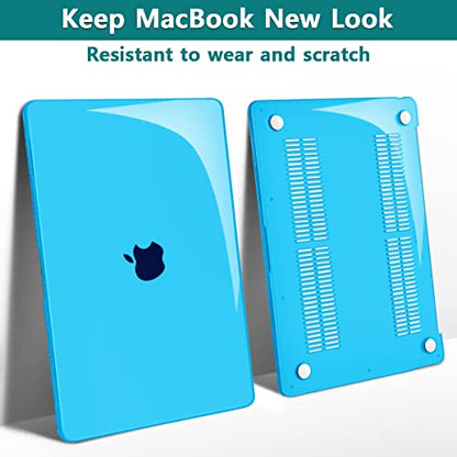Teryeefi MacBook Air 13.6 Inch Case 2022 2023 2024 2025 2026 Model: A2681/A3113/A3240/A3449 with M2 M3 M4 M5 Chip, Hard Shell Cover with Keyboard Cover & USB 3.0 Adapter, Crystal Blue - color: Crystal Blue