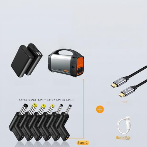 USB Type-C to DC 6 Adapter Set, 5V USB-C Female to DC Male 90 Degree Charging Plug (3.0x1.1mm 3.5x1.35mm 4.0x1.7mm 4.8x1.7mm 5.5x2.1mm 5.5x2.5mm) for Router LED Light and Speaker