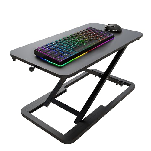 Keyboard Riser for Desk- 23.6’‘ Height Adjustable Standing Desk Converter, Table Lifter for Standing, Keyboard and Mouse Riser for Ergonomic Sit Stand Workstations, 6 Height Levels