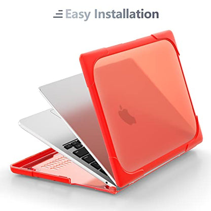 Batianda Foldable Stand Heavy Duty Case for MacBook Air 13.6 inch, Red | Fits M5 M4 M3 M2 Chip 2026-2022 Model, Ergonomic Stand Holds 22 lbs, Shockproof Bumper, with Keyboard Cover Screen Protector - color: Red-1