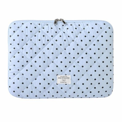 Cute Bow Puffy Laptop Sleeve 13-15 Inch Cute Quilted Laptop Protective Case Padded Bow Computer Sleeve for MacBook (Polka dots Blue, 13inch) - color: polka dots blue, size: 13inch