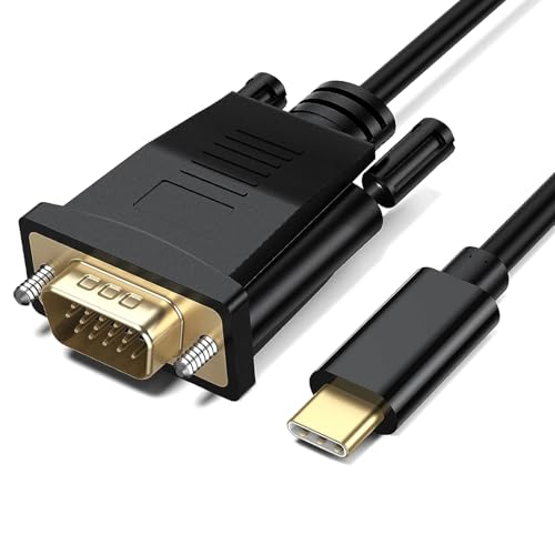 USB C to VGA 6 Feet Cable, VGA to USB-C Adapter for Monitor Plug & Play | 1080P Full HD Type-C Thunderbolt to 15Pin D-Sub Display Compatible with MacBook Pro/Air, iPad Pro, Phone, Laptop, More - size: 1.8M/5.9FT