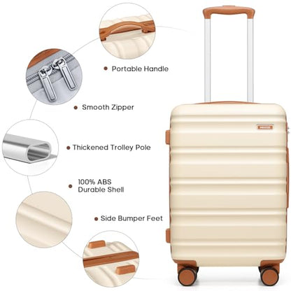7 Piece Luggage Sets with Premium YKK Zipper, 20/24/28in PC Hardside Suitcase With Spinner Wheels, Luggage Airline Approved, Durable Suitcase Sets with TSA Locks for Travel - color: Off White, size: 7 piece set (20/24/28inch)