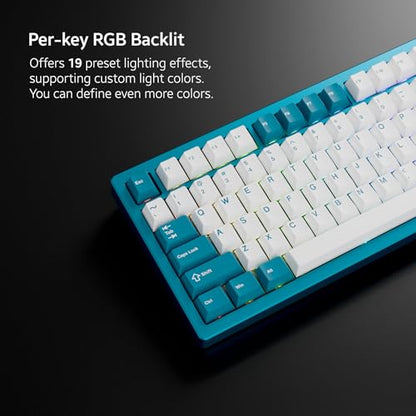 OOCTPK Chilkey ND75 Aluminum Keyboard 75% Percent Wireless Gaming Mechanical Keyboard with LCD Screen, Quick Assembly, BT/2.4G/USB-C, Hot Swappable Per-Key RGB Custom Keyboard for Laptop Office PC - color: Blue, size: 1.2mm PCB Flex Cut