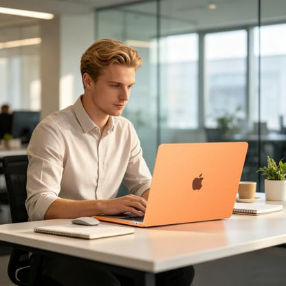 BlueSwan Matte Case for MacBook Air 15 inch M5 M4 M3 M2 Chip 2026-2023 | 100% Color Match, Anti Fingerprint & Scratch, Grippy Finish, Protective Hard Shell, Ultra Thin, Easy Snap-On - color: Matte Cosmic Orange
