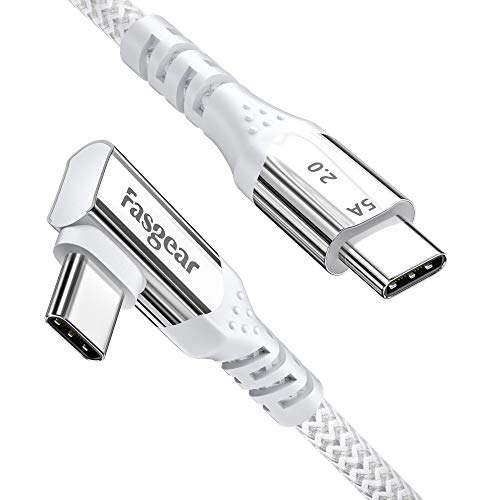 Fasgear USB C to USB C Cable 90 Degree, 10ft, Grey | Right Angle, 100W 5A PD Fast Charge, Compatible with i-Phone 17 Series, Mac-Book iPad Galaxy S21, Lenovo ThinkPad Dell XPS HP - color: Grey, size: 10 ft