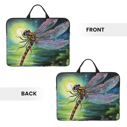 14 Inch Laptop Sleeve Case Waterproof Lightweight Laptop Case Bag Dragonfly Painting Travel Laptop BagsWith Handle Briefcase Messenger Bag For Women Men