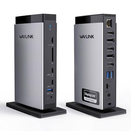 WAVLINK DisplayLink Docking Station 3 Monitors with 130WPD Power Adapter, USB C Laptop Dock for M1/M2/M3/M4/Mac and Windows, Thunderbolt 4/3