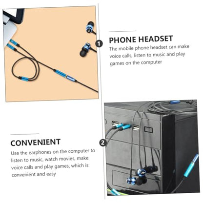 OSALADI 2PCS Headphone Splitter Cable and Microphone Connector for Desktop and Laptop Computer Accessory Practical Y Splitter Wire for Smartphone Headset Separation and Black