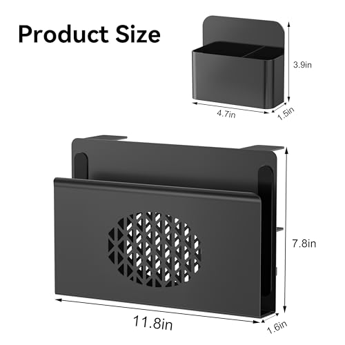 Desk Side Storage, Metal Laptop Holder with Magnetic Pen Box, Clamp-On Under Desk Organizer with Cooling Holes & Anti-Scratch Pads for Office and Home (Black) - color: Black