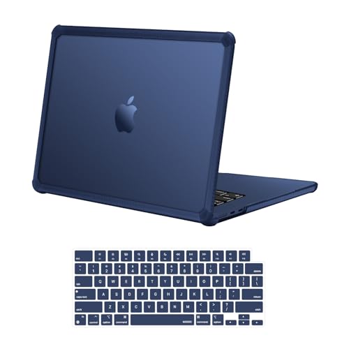 MOSISO Compatible with MacBook Air 15 inch Case M5 2026 M4 M3 M2 2025-2023 | A3448 A3241 A3114 A2941,Anti-Cracking,Heavy Duty Shock-Absorbing Hard Shell Case with TPU Bumper&Keyboard Cover, Midnight - color: Midnight