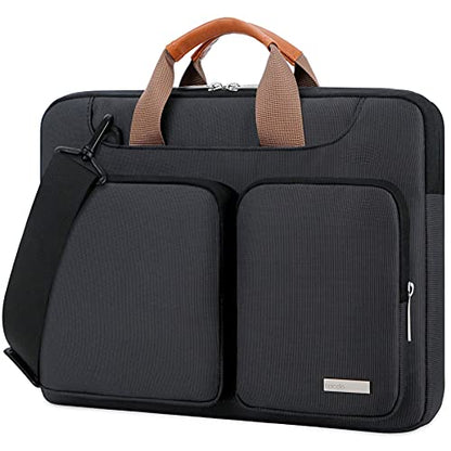 Lacdo 360° Protective Laptop Shoulder Bag, 15-15.6 inch Laptop Sleeve Case for Acer HP Lenovo Dell ASUS Laptop, Acer Aspire, HP Pavilion, Dell Inspiron, Lenovo IdeaPad,ASUS ZenBook Computer Bag, Black - color: Black, size: 15.6 Inches