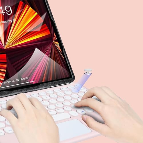 Wireless Keyboard with Touchpad, Ultra-Thin Rechargeable Bluetooth Keyboard Mini, 78 Keys, Pink - color: Pink
