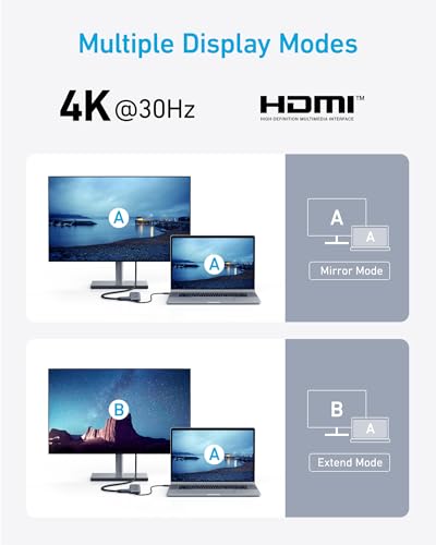 Anker USB C Hub, 5-in-1 USBC to HDMI Splitter with 4K Display, 1 x Powered USB-C 5Gbps & 2×Powered USB-A 3.0 5Gbps Data Ports for MacBook Pro, MacBook Air, Dell and More (Grey) - color: Grey