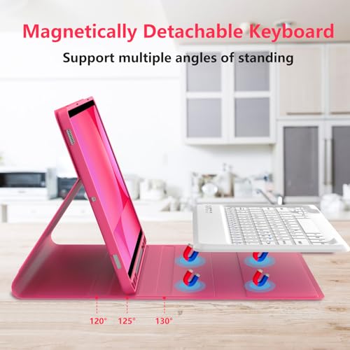 Galaxy Tab S9 FE+/ S9+ /S10+ 12.4 Inch Case with Keyboard, Detachable Bluetooth Keyboard with Pen Holder for Samsung Tab S10+ Plus/S9+ Plus/S9 FE+ Plus 5G 12.4", Pink - color: Pink, size: S9FE+ 12.4"