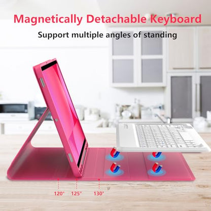 Galaxy Tab S9 FE+/ S9+ /S10+ 12.4 Inch Case with Keyboard, Detachable Bluetooth Keyboard with Pen Holder for Samsung Tab S10+ Plus/S9+ Plus/S9 FE+ Plus 5G 12.4", Pink - color: Pink, size: S9FE+ 12.4"