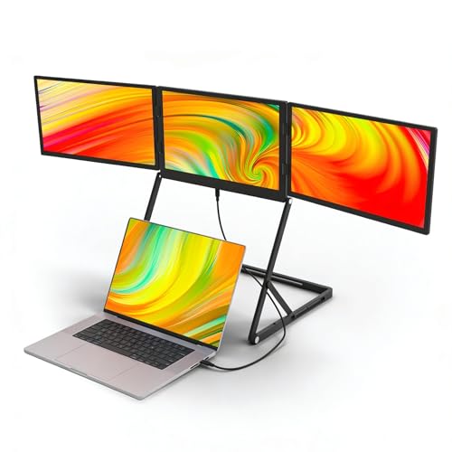 VSDISPLAY 15.6'' Portable Triple Monitor for Laptop 3 Screens Quad Monitor | 1920x1080 IPS Laptop Screen Extender with Mini H/D/USB-C Interfaces,Compatible with Windows/Mac - color: 15.6'' Triple Monitor