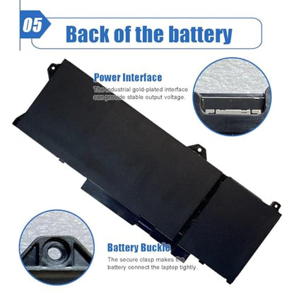 GRT01 64Wh Laptop Battery Replacement for Dell Latitude 14 5421 5431 15 5521 5531 Precision 3470 3561 3571 Alienware m17 R5 AMD Series R05P0 00P3TJ 0P3TJ VXD57 05RGW 15.2V 4-Cell - size: 9.20*3.52*0.29 inch GRT01