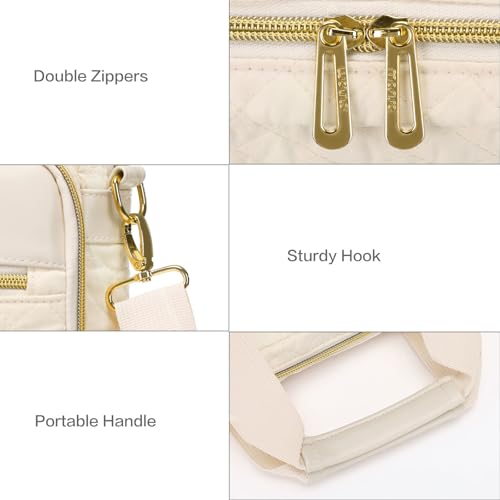 MOSISO 15-16 inch Laptop Bag, Laptop Briefcase Messenger | Compatible with MacBook Pro 16/Air 15, Square Quilted Computer Bag Work Office Business with 3 Pockets&Strap, Beige - color: Beige, size: 16 inch