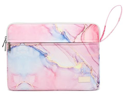 Laptop Sleeve with Pocket (Pink Marble, 16 inch) - color: Pink Marble With Strap, size: 16 inch