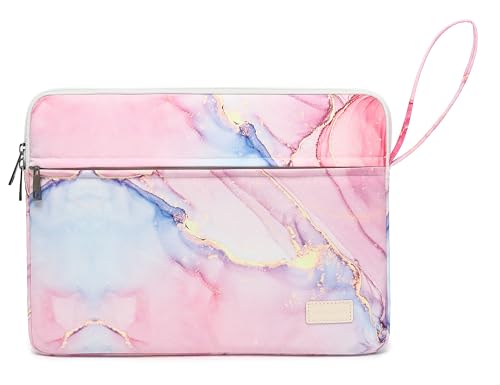 Laptop Sleeve with Pocket (Pink Marble, 16 inch) - color: Pink Marble With Strap, size: 16 inch