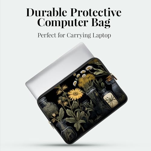 Laptop 13 inch Sleeve Case for MacBook Air 13-13.6 inch, Laptop Bag Cover for MacBook Pro 13" 14 inch, Travel Carrying Sleeve for 14" Chromebook, HP, Dell I Black Academia Mystical Green Plant - color: Black Academia Mystical Green Plant
