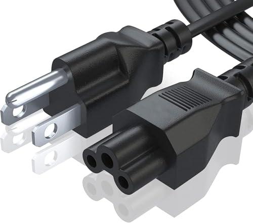 3 Prong Power Cord Replacement for Computers, TV, Monitors, Compatible with Samsung, LG, Dell, HP, Acer, Asus, NEMA 5-15P to C5 Power Cable -Mickey Mouse Connector (6-Feet) - size: 6-Feet