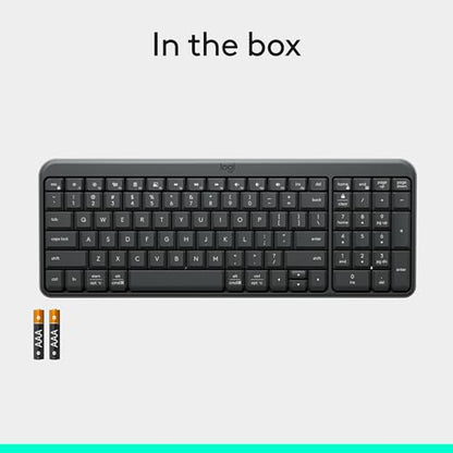 Logitech K250 Compact Bluetooth Wireless Keyboard with Numpad - Graphite | Bluetooth connectivity only, no USB receiver, compact design, spill-resistant, comfortable keys, Windows MacOS compatible - color: Graphite, style: Keyboard